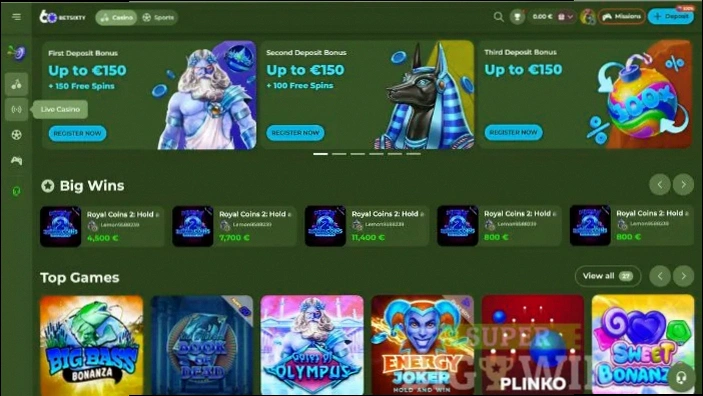 Betsixty casino 255% tot €450 + 250 Gratis Spins welkomstbonus